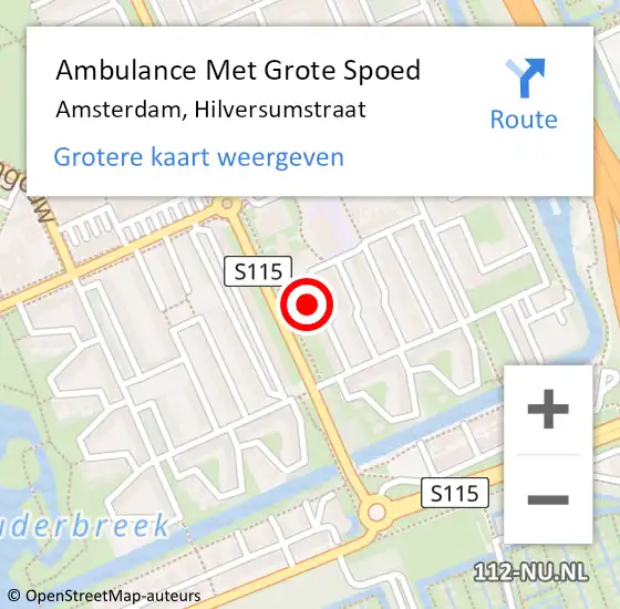 Locatie op kaart van de 112 melding: Ambulance Met Grote Spoed Naar Amsterdam, Hilversumstraat op 30 maart 2024 03:35
