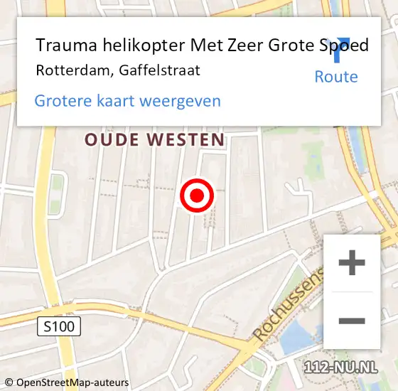 Locatie op kaart van de 112 melding: Trauma helikopter Met Zeer Grote Spoed Naar Rotterdam, Gaffelstraat op 30 maart 2024 03:36