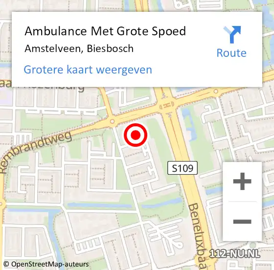Locatie op kaart van de 112 melding: Ambulance Met Grote Spoed Naar Amstelveen, Biesbosch op 30 maart 2024 03:36