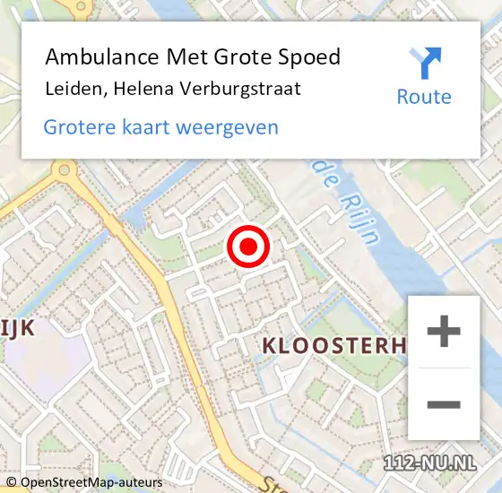 Locatie op kaart van de 112 melding: Ambulance Met Grote Spoed Naar Leiden, Helena Verburgstraat op 30 maart 2024 04:04