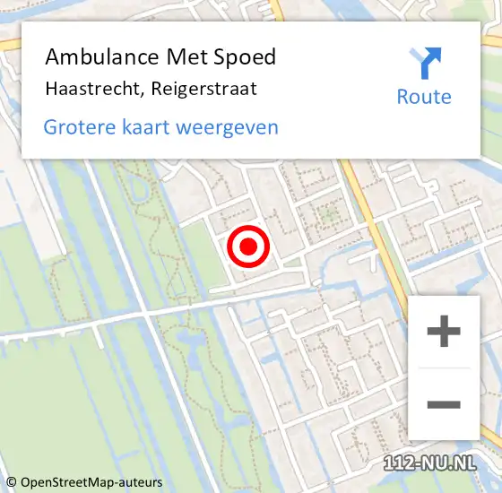 Locatie op kaart van de 112 melding: Ambulance Met Spoed Naar Haastrecht, Reigerstraat op 30 maart 2024 04:10