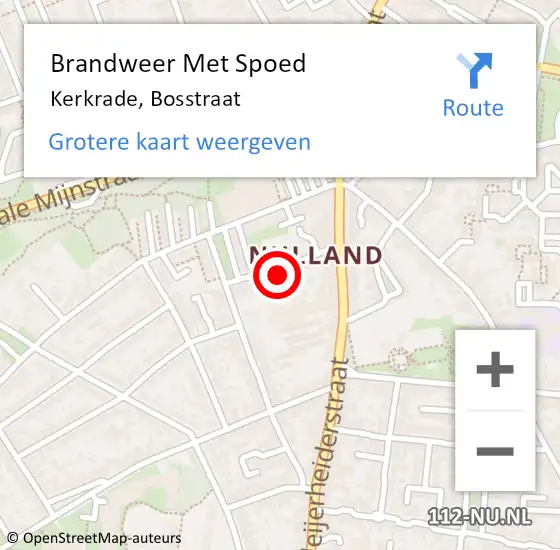 Locatie op kaart van de 112 melding: Brandweer Met Spoed Naar Kerkrade, Bosstraat op 30 maart 2024 04:40