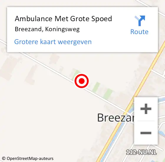 Locatie op kaart van de 112 melding: Ambulance Met Grote Spoed Naar Breezand, Koningsweg op 30 maart 2024 04:48