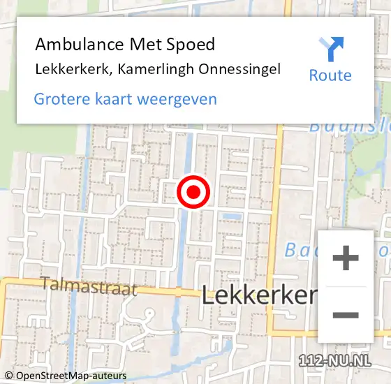 Locatie op kaart van de 112 melding: Ambulance Met Spoed Naar Lekkerkerk, Kamerlingh Onnessingel op 30 maart 2024 05:59