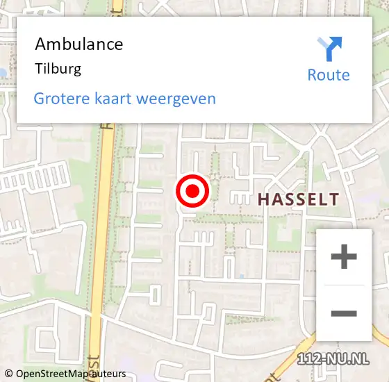 Locatie op kaart van de 112 melding: Ambulance Tilburg op 30 maart 2024 06:16