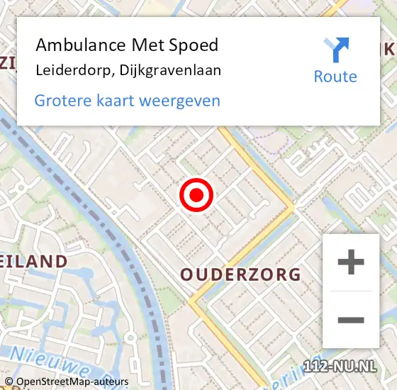 Locatie op kaart van de 112 melding: Ambulance Met Spoed Naar Leiderdorp, Dijkgravenlaan op 30 maart 2024 06:57