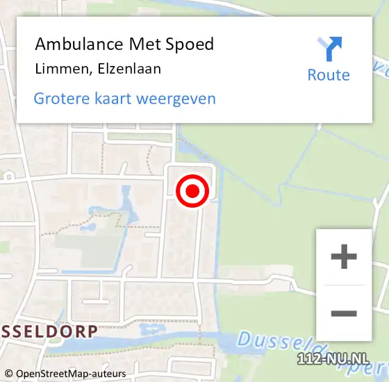 Locatie op kaart van de 112 melding: Ambulance Met Spoed Naar Limmen, Elzenlaan op 30 maart 2024 07:52