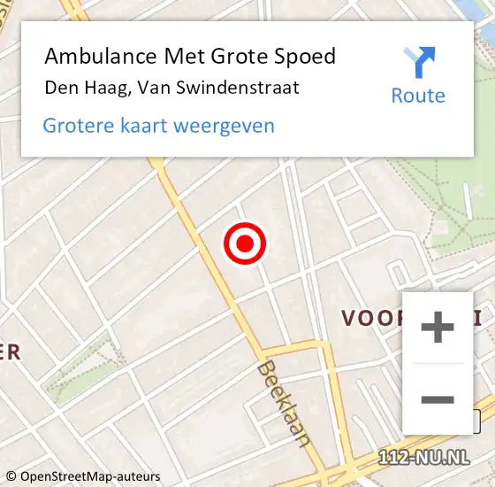 Locatie op kaart van de 112 melding: Ambulance Met Grote Spoed Naar Den Haag, Van Swindenstraat op 30 maart 2024 07:59