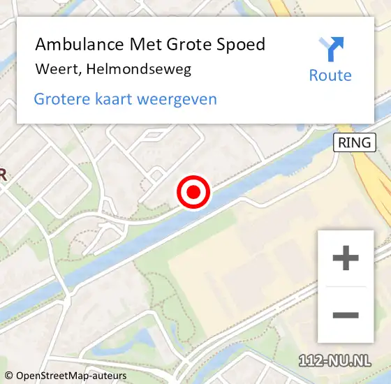 Locatie op kaart van de 112 melding: Ambulance Met Grote Spoed Naar Weert, Helmondseweg op 30 maart 2024 08:05