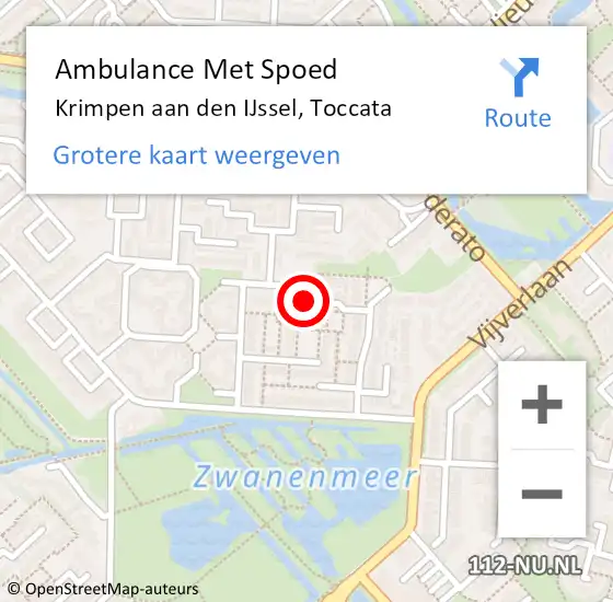 Locatie op kaart van de 112 melding: Ambulance Met Spoed Naar Krimpen aan den IJssel, Toccata op 30 maart 2024 08:33