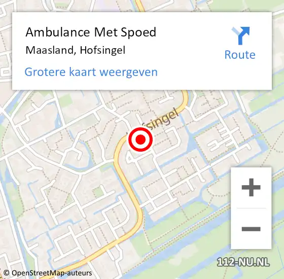 Locatie op kaart van de 112 melding: Ambulance Met Spoed Naar Maasland, Hofsingel op 30 maart 2024 08:53