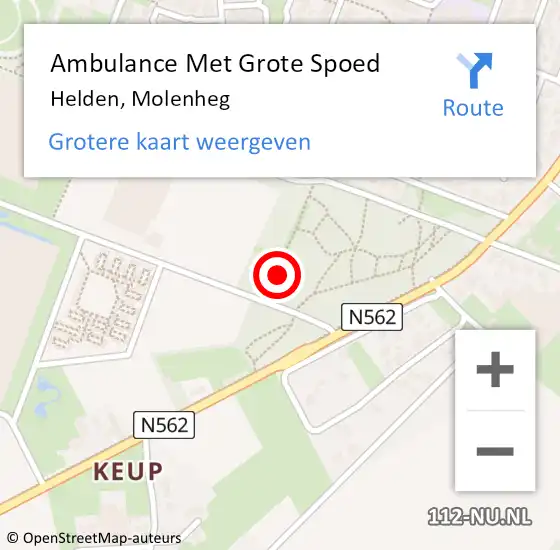Locatie op kaart van de 112 melding: Ambulance Met Grote Spoed Naar Helden, Molenheg op 30 september 2014 18:00