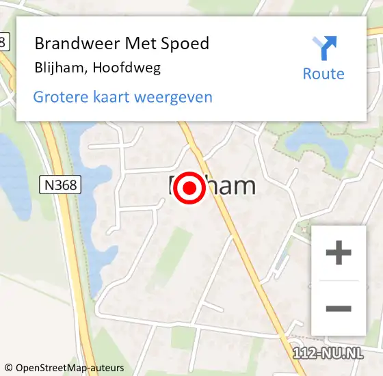 Locatie op kaart van de 112 melding: Brandweer Met Spoed Naar Blijham, Hoofdweg op 30 maart 2024 09:57