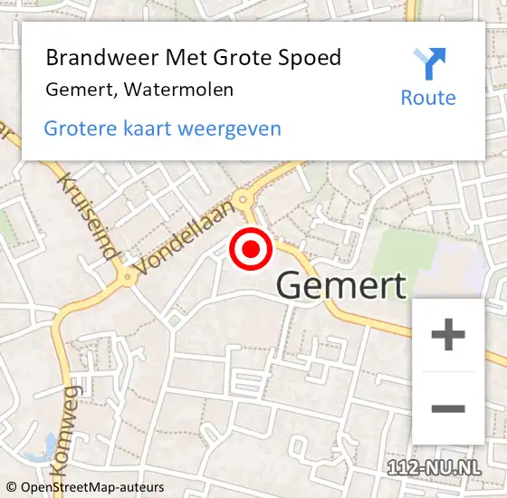 Locatie op kaart van de 112 melding: Brandweer Met Grote Spoed Naar Gemert, Watermolen op 30 maart 2024 10:26