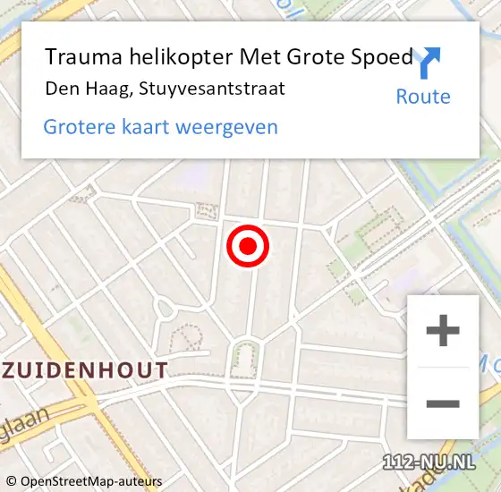 Locatie op kaart van de 112 melding: Trauma helikopter Met Grote Spoed Naar Den Haag, Stuyvesantstraat op 30 maart 2024 10:30