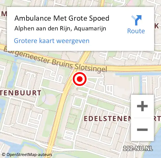 Locatie op kaart van de 112 melding: Ambulance Met Grote Spoed Naar Alphen aan den Rijn, Aquamarijn op 30 maart 2024 10:30