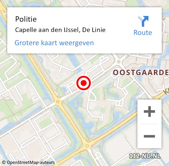 Locatie op kaart van de 112 melding: Politie Capelle aan den IJssel, De Linie op 30 maart 2024 10:43