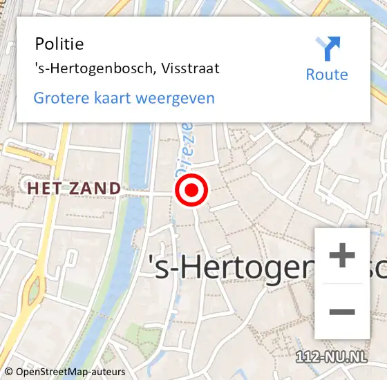 Locatie op kaart van de 112 melding: Politie 's-Hertogenbosch, Visstraat op 30 maart 2024 11:17