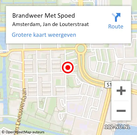 Locatie op kaart van de 112 melding: Brandweer Met Spoed Naar Amsterdam, Jan de Louterstraat op 30 maart 2024 11:18
