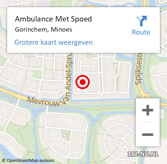 Locatie op kaart van de 112 melding: Ambulance Met Spoed Naar Gorinchem, Minoes op 30 maart 2024 11:45