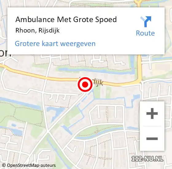 Locatie op kaart van de 112 melding: Ambulance Met Grote Spoed Naar Rhoon, Rijsdijk op 30 maart 2024 12:21