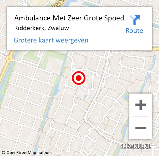 Locatie op kaart van de 112 melding: Ambulance Met Zeer Grote Spoed Naar Ridderkerk, Zwaluw op 30 maart 2024 12:25