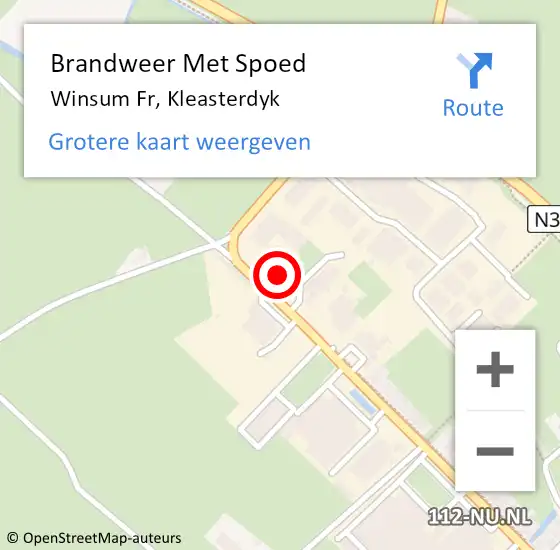 Locatie op kaart van de 112 melding: Brandweer Met Spoed Naar Winsum Fr, Kleasterdyk op 30 september 2014 18:20