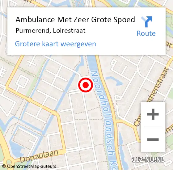 Locatie op kaart van de 112 melding: Ambulance Met Zeer Grote Spoed Naar Purmerend, Loirestraat op 30 maart 2024 12:42