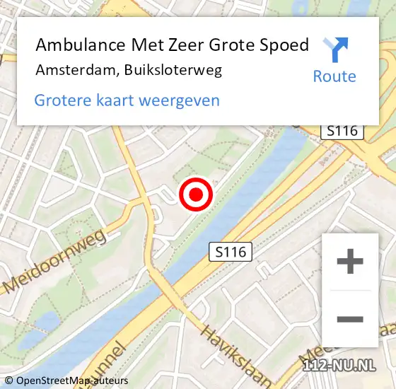 Locatie op kaart van de 112 melding: Ambulance Met Zeer Grote Spoed Naar Amsterdam, Buiksloterweg op 30 maart 2024 12:49