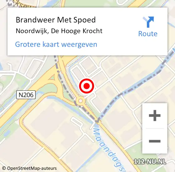 Locatie op kaart van de 112 melding: Brandweer Met Spoed Naar Noordwijk, De Hooge Krocht op 30 maart 2024 12:51
