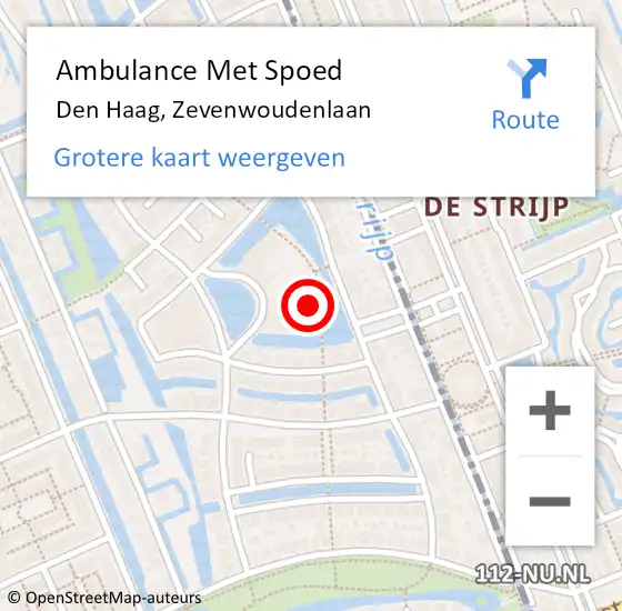 Locatie op kaart van de 112 melding: Ambulance Met Spoed Naar Den Haag, Zevenwoudenlaan op 30 maart 2024 13:04