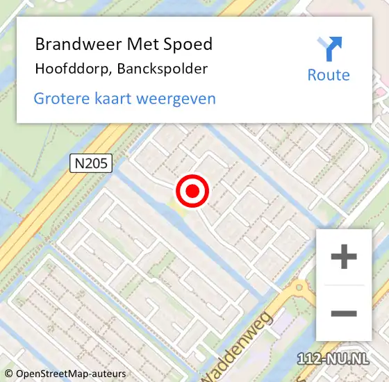 Locatie op kaart van de 112 melding: Brandweer Met Spoed Naar Hoofddorp, Banckspolder op 30 maart 2024 13:05