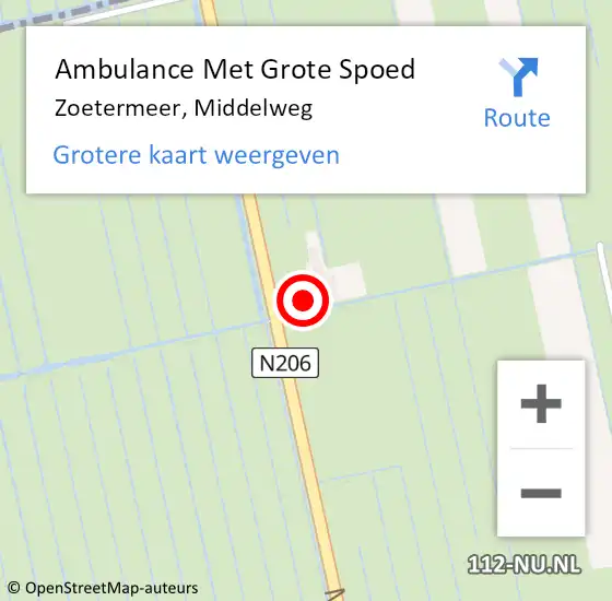 Locatie op kaart van de 112 melding: Ambulance Met Grote Spoed Naar Zoetermeer, Middelweg op 30 maart 2024 13:13