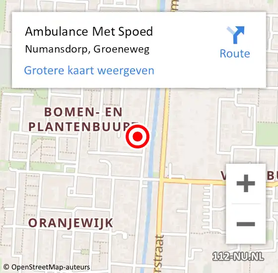 Locatie op kaart van de 112 melding: Ambulance Met Spoed Naar Numansdorp, Groeneweg op 30 maart 2024 13:15