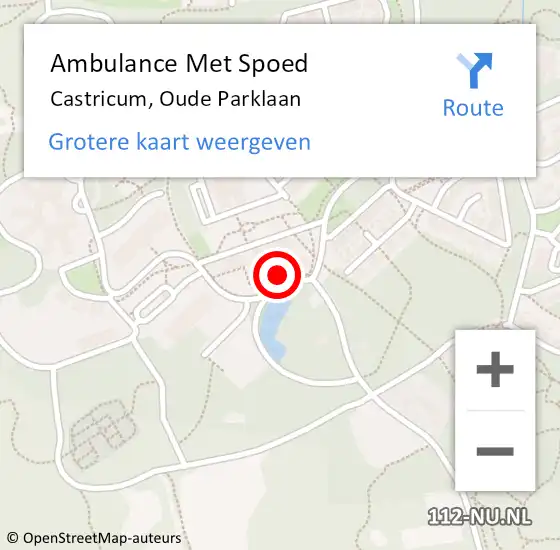 Locatie op kaart van de 112 melding: Ambulance Met Spoed Naar Castricum, Oude Parklaan op 30 maart 2024 13:19