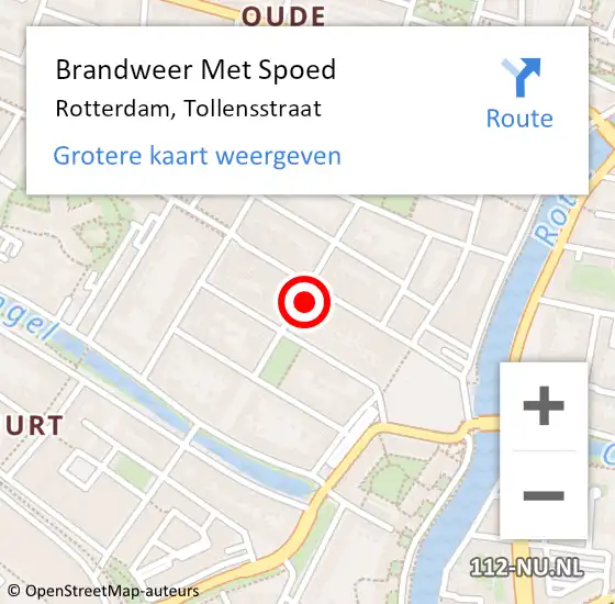 Locatie op kaart van de 112 melding: Brandweer Met Spoed Naar Rotterdam, Tollensstraat op 30 maart 2024 13:22