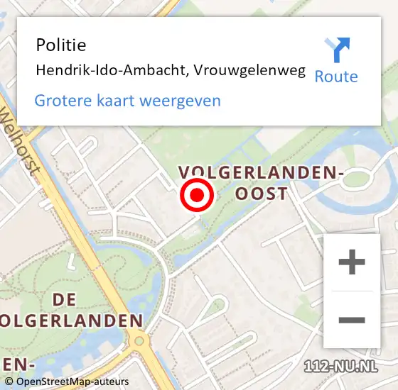 Locatie op kaart van de 112 melding: Politie Hendrik-Ido-Ambacht, Vrouwgelenweg op 30 maart 2024 13:25