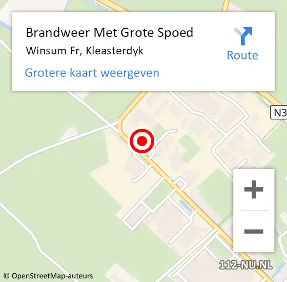 Locatie op kaart van de 112 melding: Brandweer Met Grote Spoed Naar Winsum Fr, Kleasterdyk op 30 september 2014 18:27