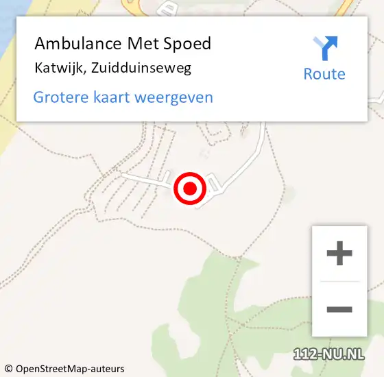 Locatie op kaart van de 112 melding: Ambulance Met Spoed Naar Katwijk, Zuidduinseweg op 30 maart 2024 13:33