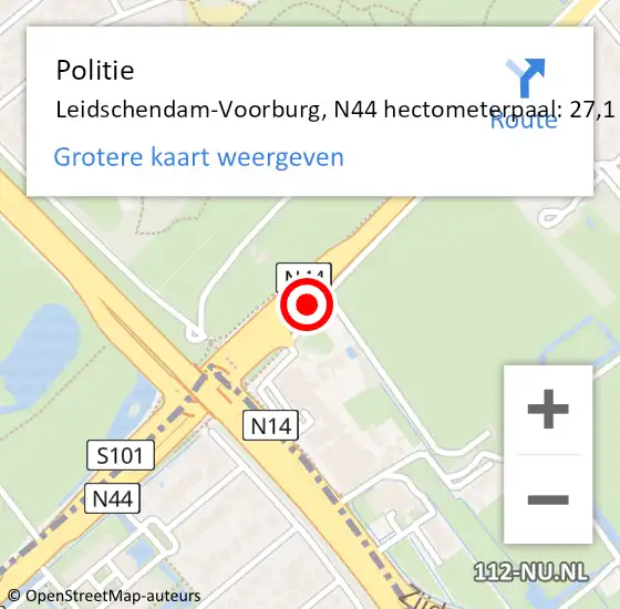 Locatie op kaart van de 112 melding: Politie Leidschendam-Voorburg, N44 hectometerpaal: 27,1 op 30 maart 2024 13:35