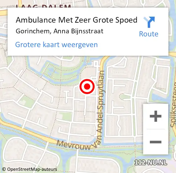 Locatie op kaart van de 112 melding: Ambulance Met Zeer Grote Spoed Naar Gorinchem, Anna Bijnsstraat op 30 maart 2024 14:14