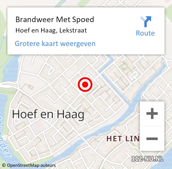 Locatie op kaart van de 112 melding: Brandweer Met Spoed Naar Hoef en Haag, Lekstraat op 30 maart 2024 14:14