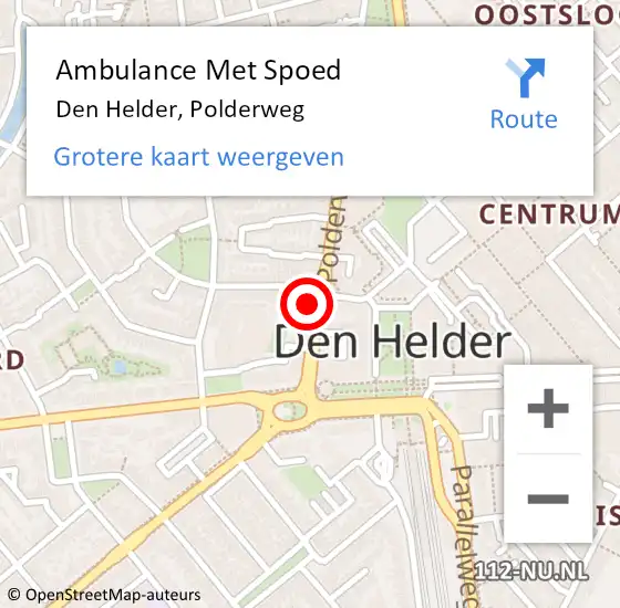 Locatie op kaart van de 112 melding: Ambulance Met Spoed Naar Den Helder, Polderweg op 30 maart 2024 14:21