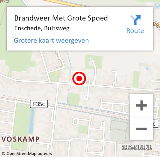 Locatie op kaart van de 112 melding: Brandweer Met Grote Spoed Naar Enschede, Bultsweg op 30 maart 2024 14:23