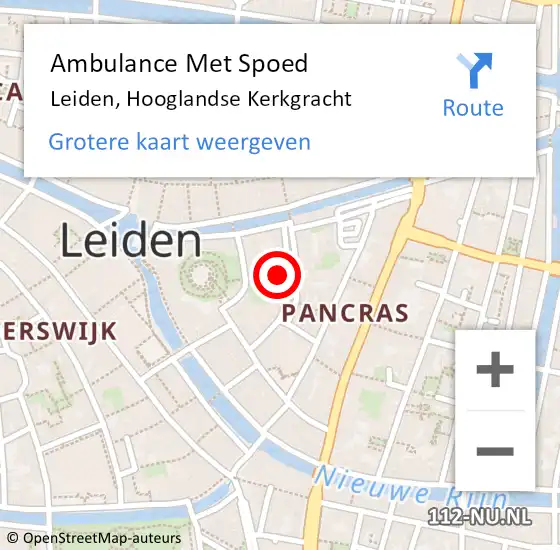 Locatie op kaart van de 112 melding: Ambulance Met Spoed Naar Leiden, Hooglandse Kerkgracht op 30 maart 2024 14:44