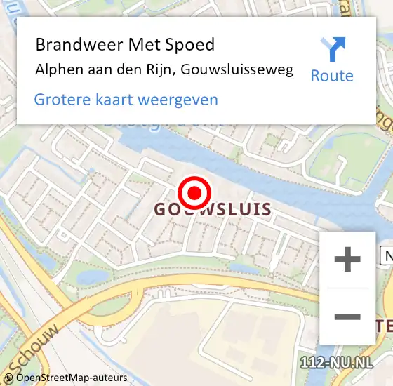 Locatie op kaart van de 112 melding: Brandweer Met Spoed Naar Alphen aan den Rijn, Gouwsluisseweg op 30 maart 2024 14:48