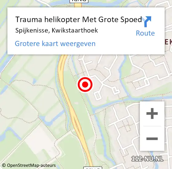 Locatie op kaart van de 112 melding: Trauma helikopter Met Grote Spoed Naar Spijkenisse, Kwikstaarthoek op 30 maart 2024 14:54