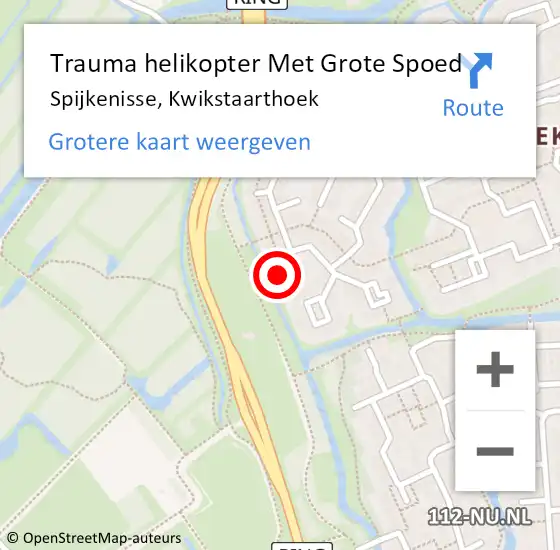 Locatie op kaart van de 112 melding: Trauma helikopter Met Grote Spoed Naar Spijkenisse, Kwikstaarthoek op 30 maart 2024 14:56