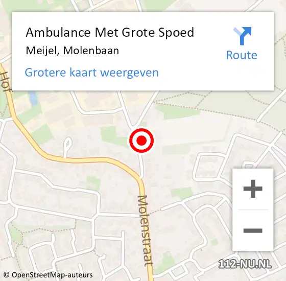 Locatie op kaart van de 112 melding: Ambulance Met Grote Spoed Naar Meijel, Molenbaan op 30 maart 2024 15:02