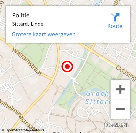 Locatie op kaart van de 112 melding: Politie Sittard, Linde op 30 maart 2024 15:07